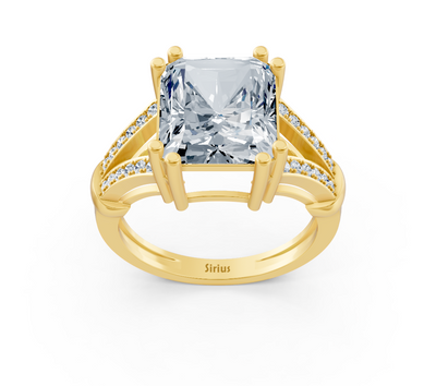 Bague exclusive en or jaune avec diamant taille radiant – 8,01 carats