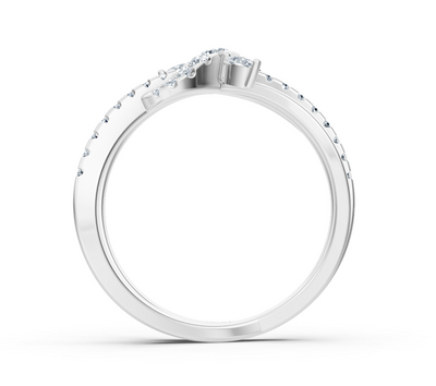 Weißgold-Ring mit elegant geschwungener Marquise-Rund-Diamantlinie