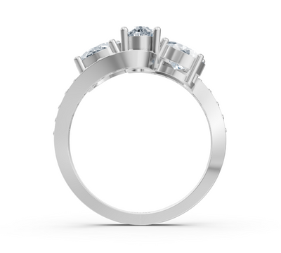 Dreistein ring Sirius with oval and round diamonds in white gold