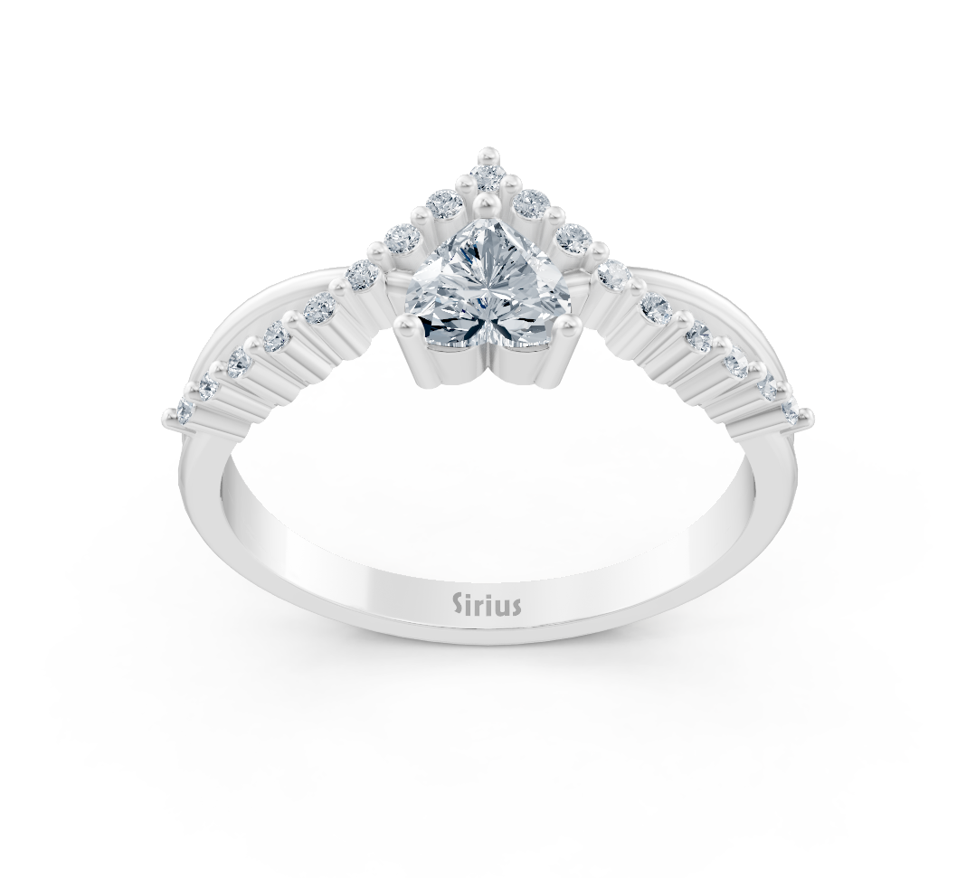 Bague en Or Blanc avec diamant en forme de cœur et sertissage pavé en diamants de laboratoire – Bijoux haut de gamme de Rosy Lab Diamonds