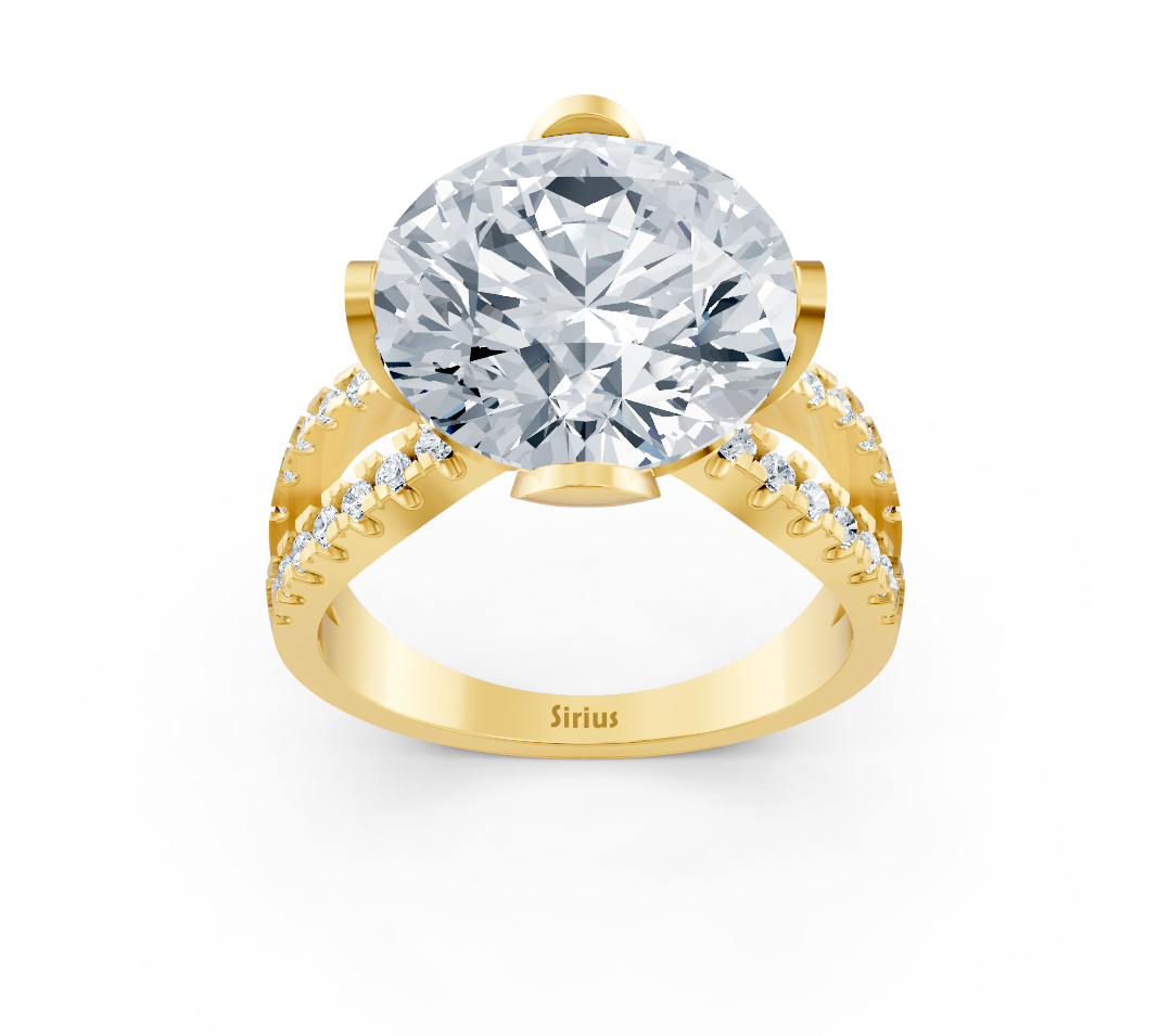 Yellow Gold ring with lab-grown round diamond – 6.59 ct – high-quality Jewelry from Rosy Lab Diamonds
