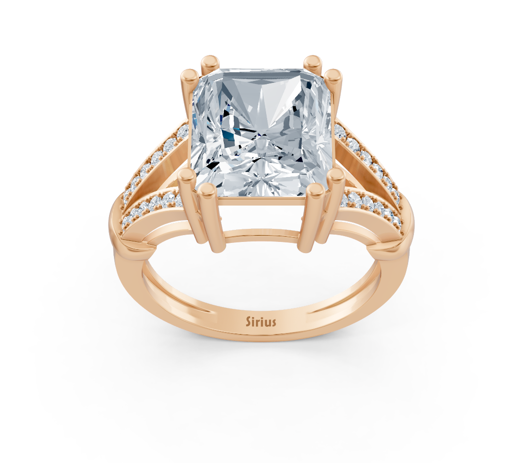 Bague exclusive en or rose avec diamant taille radiant – 8,01 carats