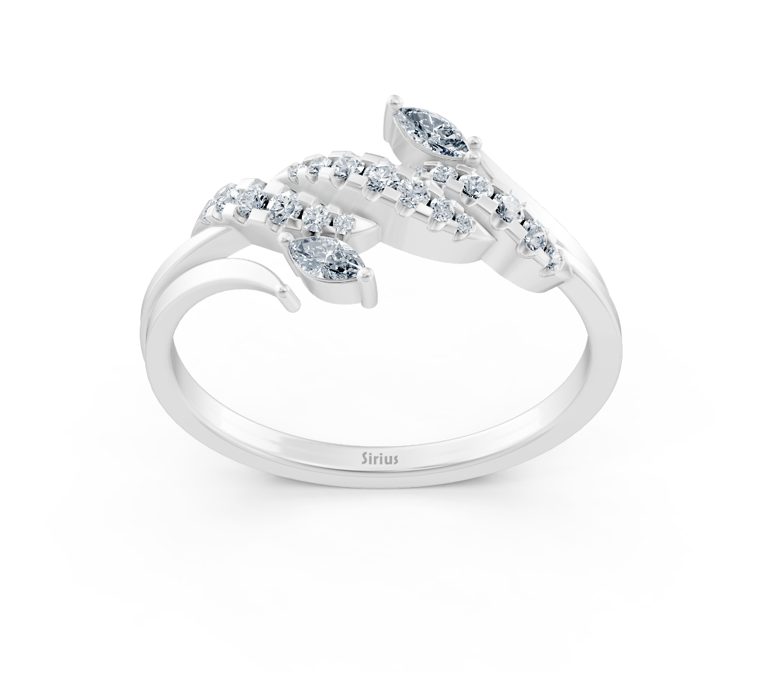 Weißgoldring mit Marquise- und Runddiamanten