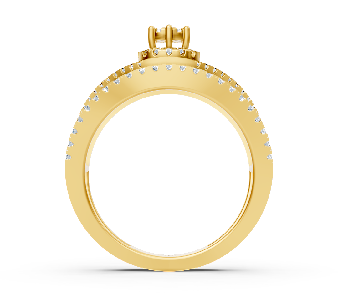 Verlobungsring mit funkelnder Diamantverzierung in 14K Gelbgold