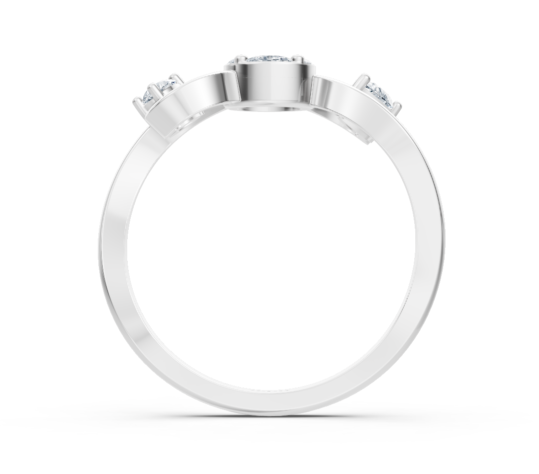 Weißgoldener Ring mit Marquise-, Princess- und Pear-Schliff