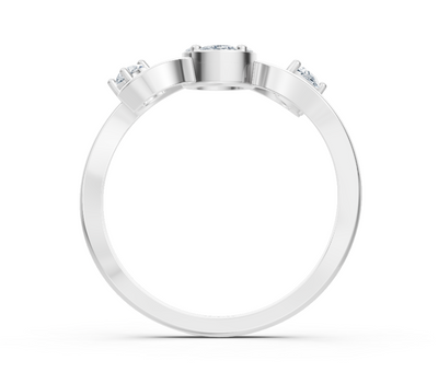 Weißgoldener Ring mit Marquise-, Princess- und Pear-Schliff