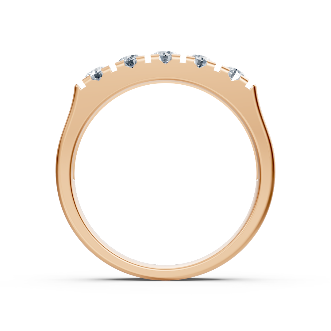 خاتم نصف ألماس مع ألماس مُنتَج في المختبر من ذهب وردي - 77R0253 - مجوهرات فاخرة من Rosy Lab Diamonds