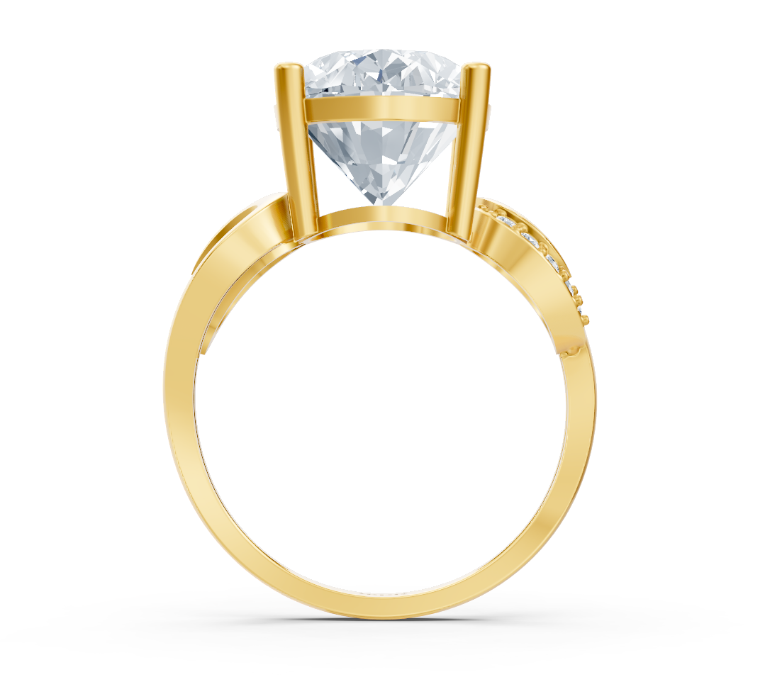 Bague de fiançailles en Or Jaune avec un diamant de laboratoire ovale et un sertissage de diamants incurvé – Bijoux haut de gamme de Rosy Lab Diamonds