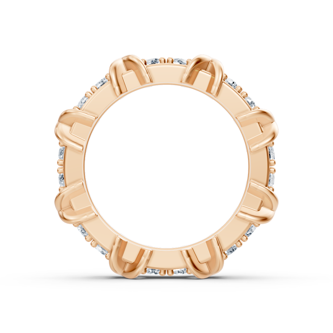 Alliance éternité avec diamants de laboratoire et motif en X en Or Rose 14 carats - 77R0250 - Bijoux haut de gamme de Rosy Lab Diamonds