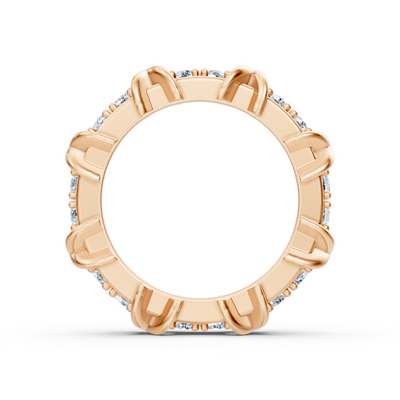 Bague éternité avec diamants de laboratoire et design X en or rose 14 carats – 77R0250