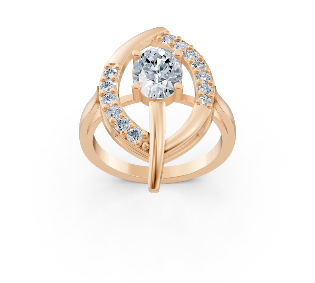 Artistic rose gold ring with oval center stone – 1.09 carats
