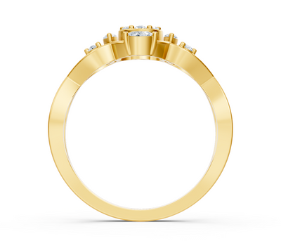 Yellow gold flower ring with lab-grown diamonds