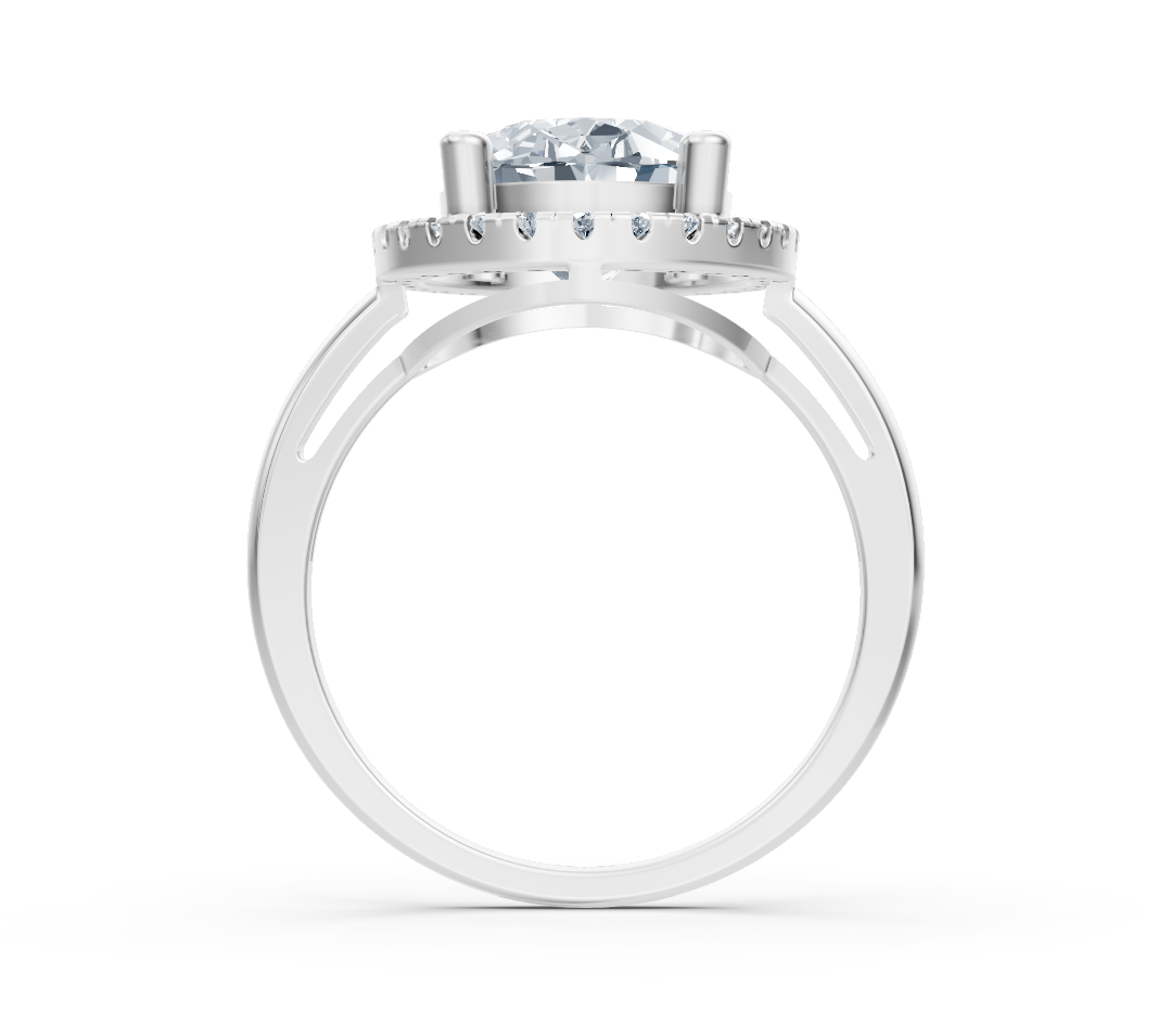 Exklusiver Oval-Halo-Ring mit Labordiamanten in 14K Weißgold