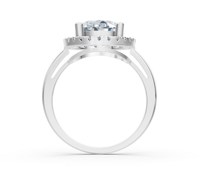 Exklusiver Oval-Halo-Ring mit Labordiamanten in 14K Weißgold
