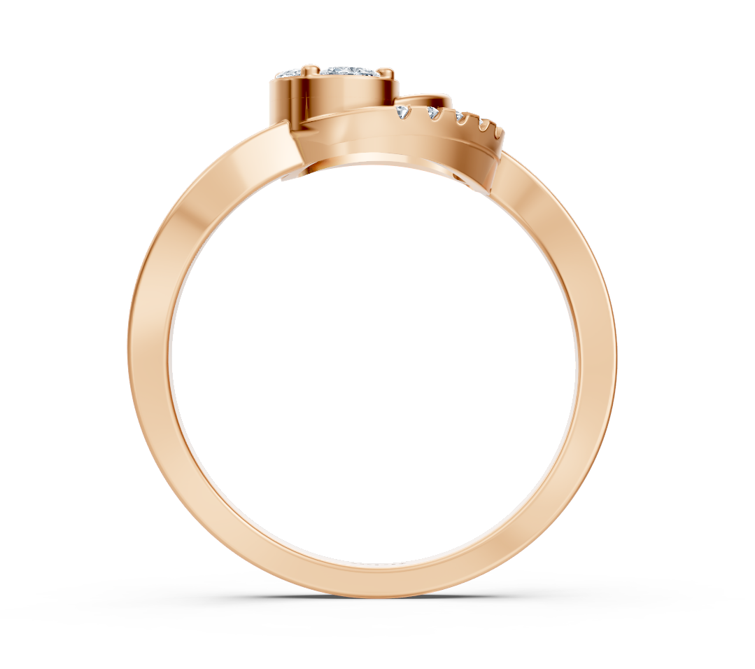 Rose gold cluster ring with marquise, princess, and round diamonds