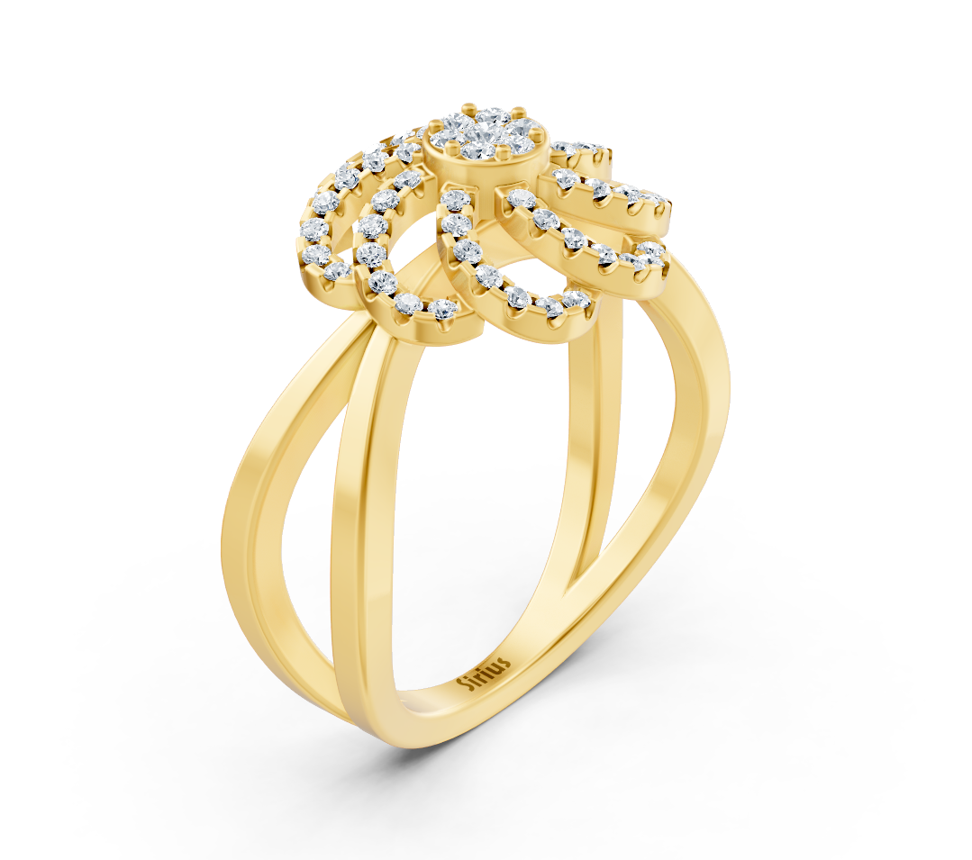 Extravagant yellow gold ring with round diamonds – high-quality Jewelry from Rosy Lab Diamonds