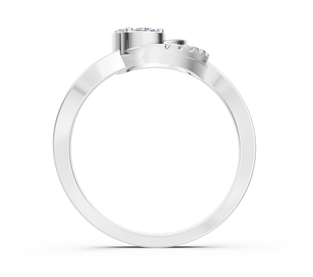 Weißgold-Cluster-Ring mit Marquise-, Princess- und Runddiamanten