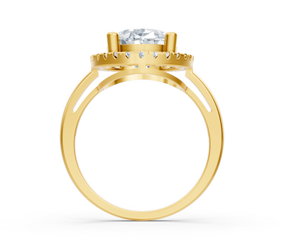 Strahlender Oval-Halo-Ring mit Labordiamanten in 14K Gelbgold