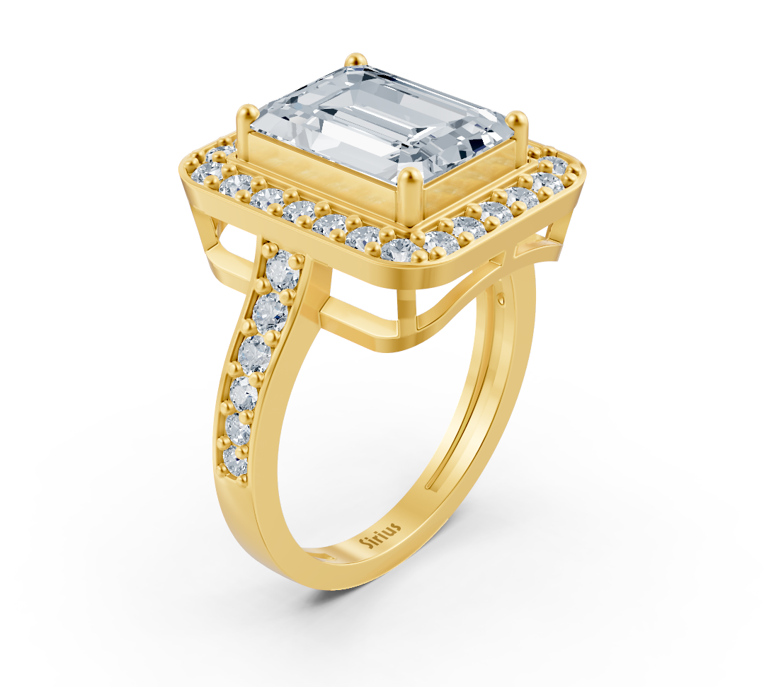 خاتم رائع من ذهب أصفر بقطعة ألماس بقصّة الزمرد - 2,41 قيراط - مجوهرات فاخرة من Rosy Lab Diamonds