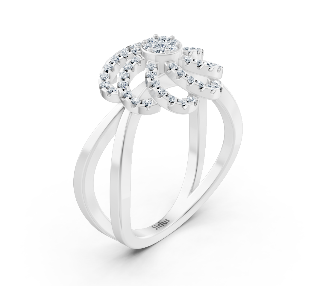 Bague moderne en or blanc avec diamants ronds
