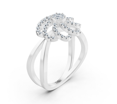 Bague moderne en or blanc avec diamants ronds