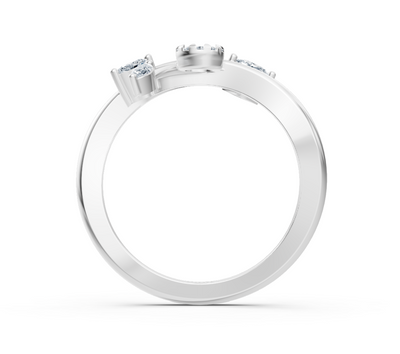 Elegant white gold ring with marquise and round cut lab diamonds