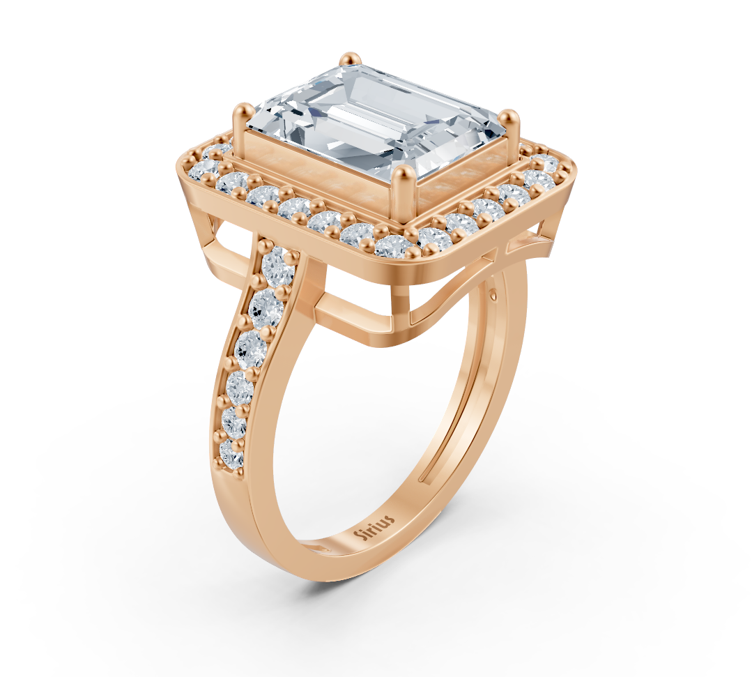 خاتم رائع من الذهب الوردي بقطعة ألماس بقصّة الزمرد - 2,41 قيراط - مجوهرات فاخرة من Rosy Lab Diamonds