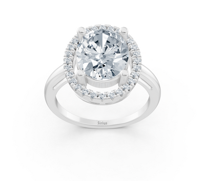 Exklusiver Oval-Halo-Ring mit Labordiamanten in 14K Weißgold