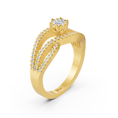 Yellow gold engagement ring with diamonds