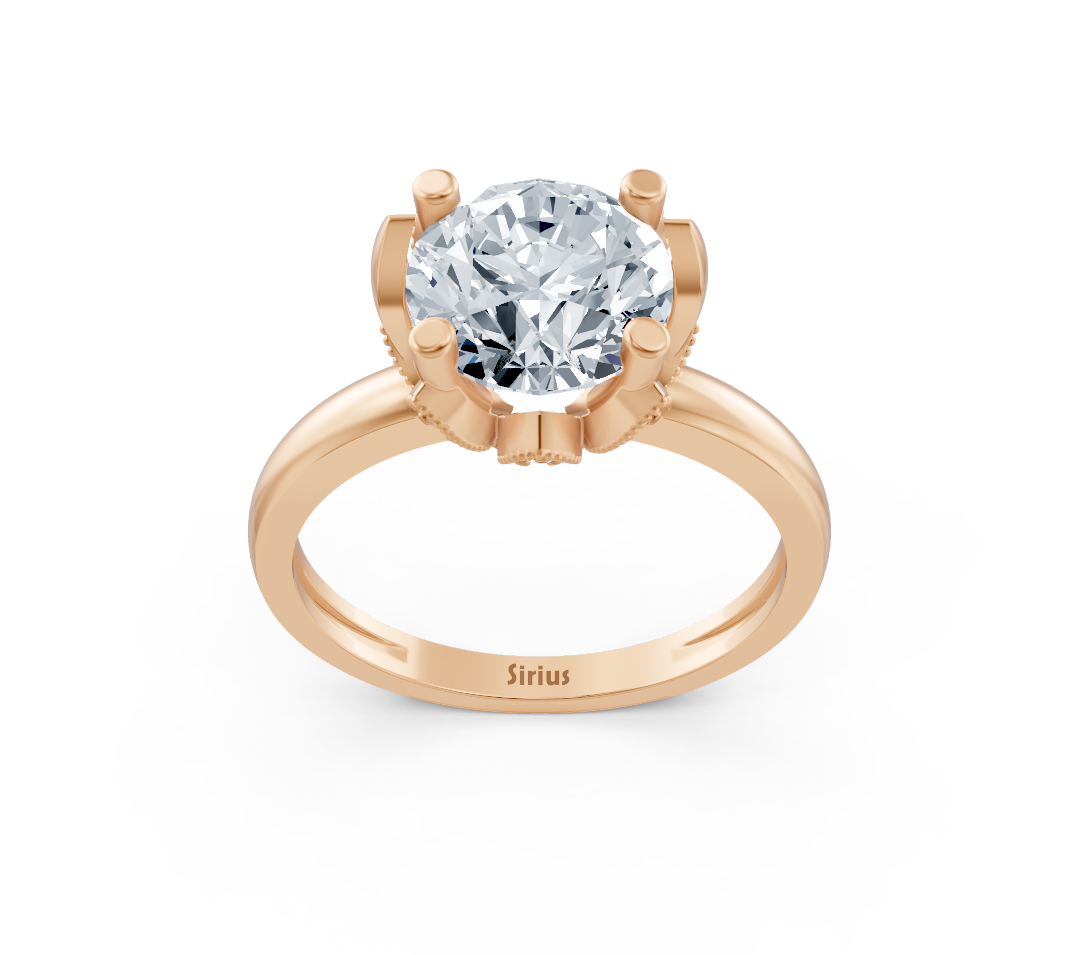 Bague de fiançailles couronne en Or Rose avec diamant de laboratoire rond – Bijoux haut de gamme de Rosy Lab Diamonds