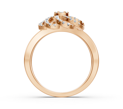 Modern rose gold ring with round diamonds
