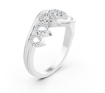 Weißgoldener Tränenform-Ring mit laborgezüchteten Diamanten