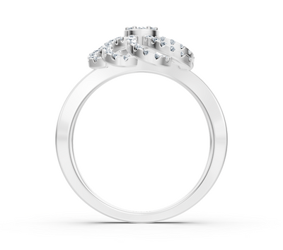 Bague moderne en or blanc avec diamants ronds