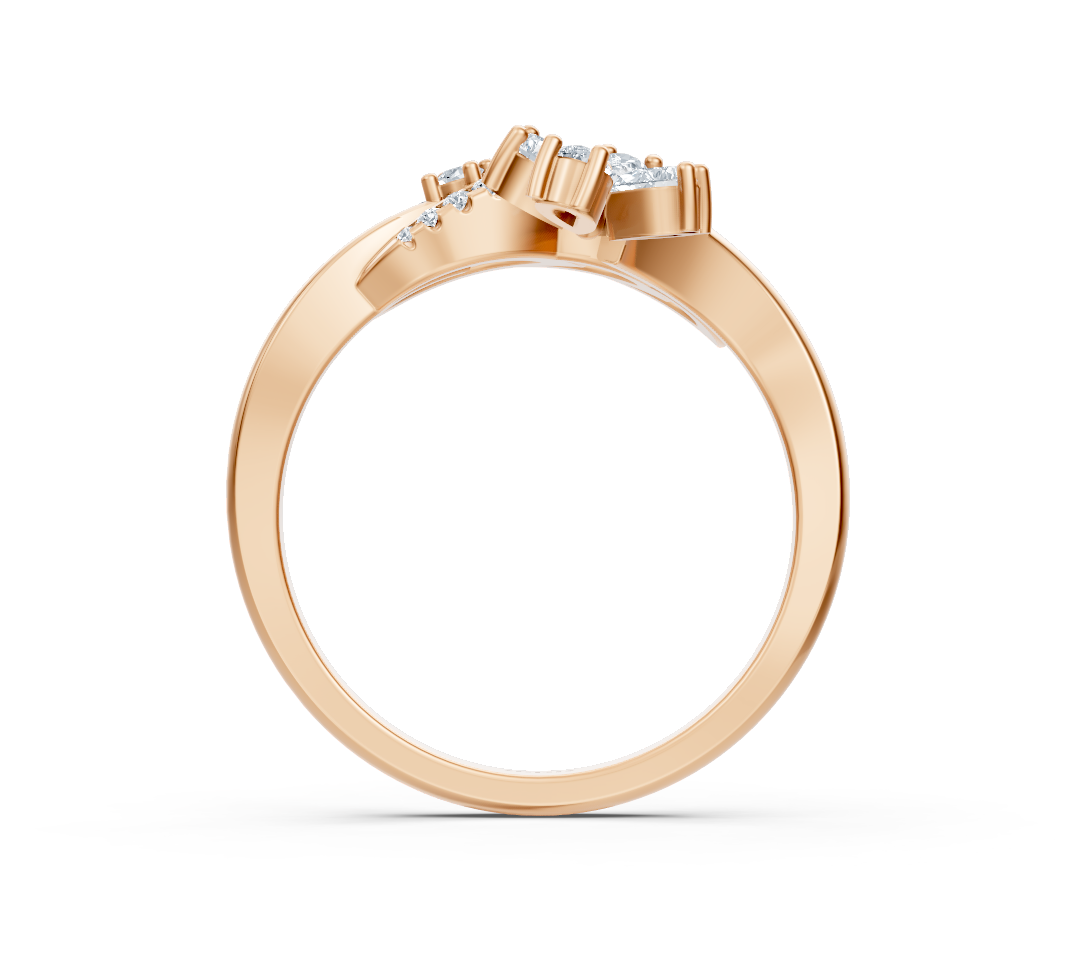 Bague double cœur en or rose avec diamants poire et ronds – Bijoux haut de gamme de Rosy Lab Diamonds