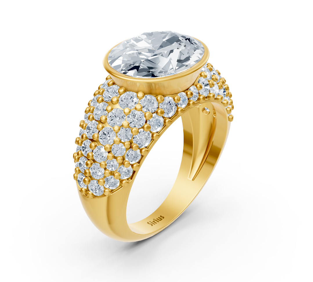 Extravagant yellow gold ring with oval and round lab-grown diamond – 2.24 ct