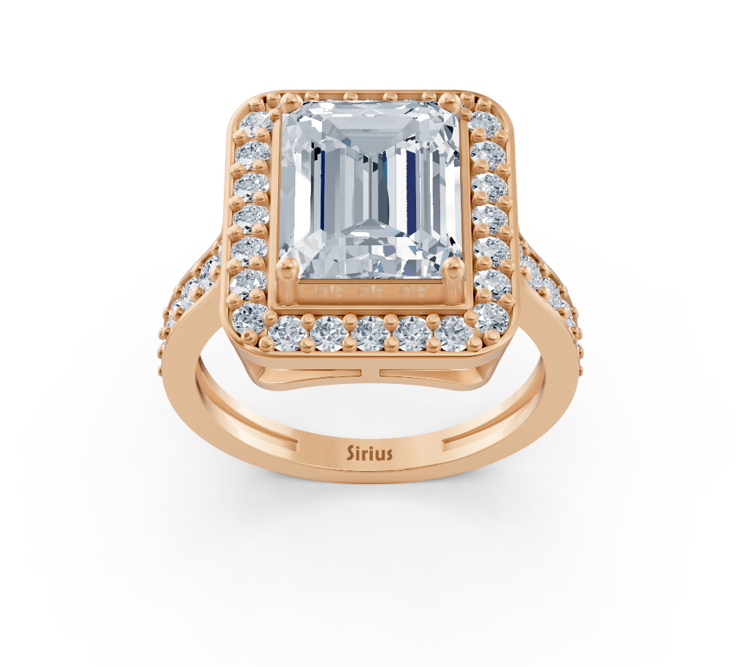 خاتم رائع من الذهب الوردي بقطعة ألماس بقصّة الزمرد - 2,41 قيراط - مجوهرات فاخرة من Rosy Lab Diamonds