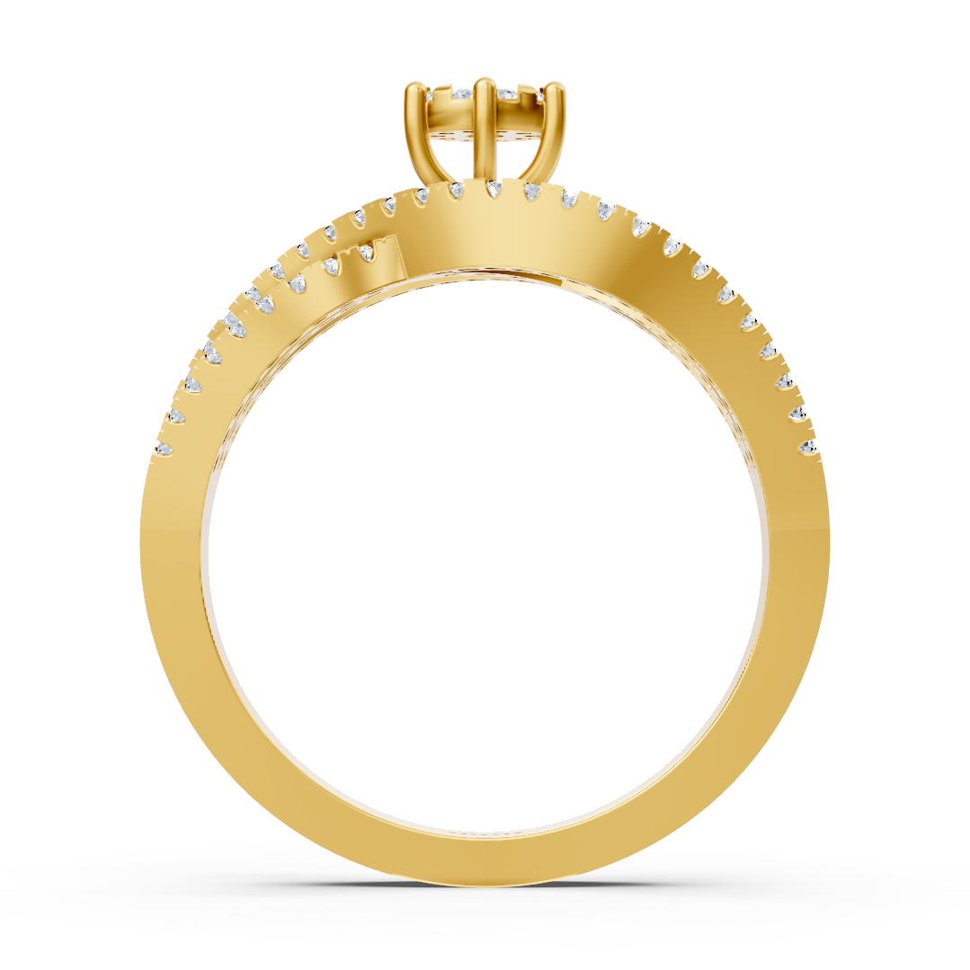 Yellow gold engagement ring with diamonds