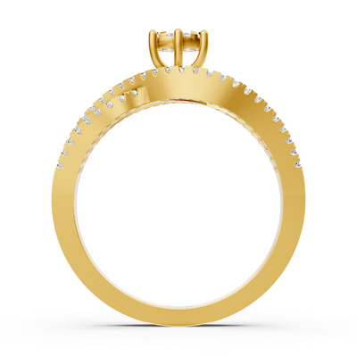 Yellow gold engagement ring with diamonds