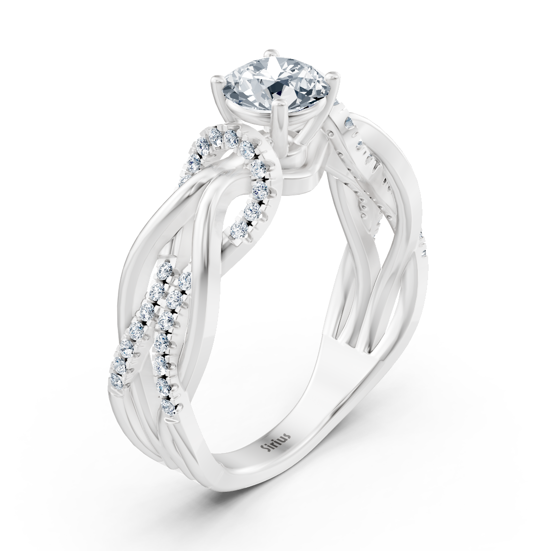 Bague en diamants en Or Blanc au design torsadé – 0,91 ct – Bijoux haut de gamme de Rosy Lab Diamonds