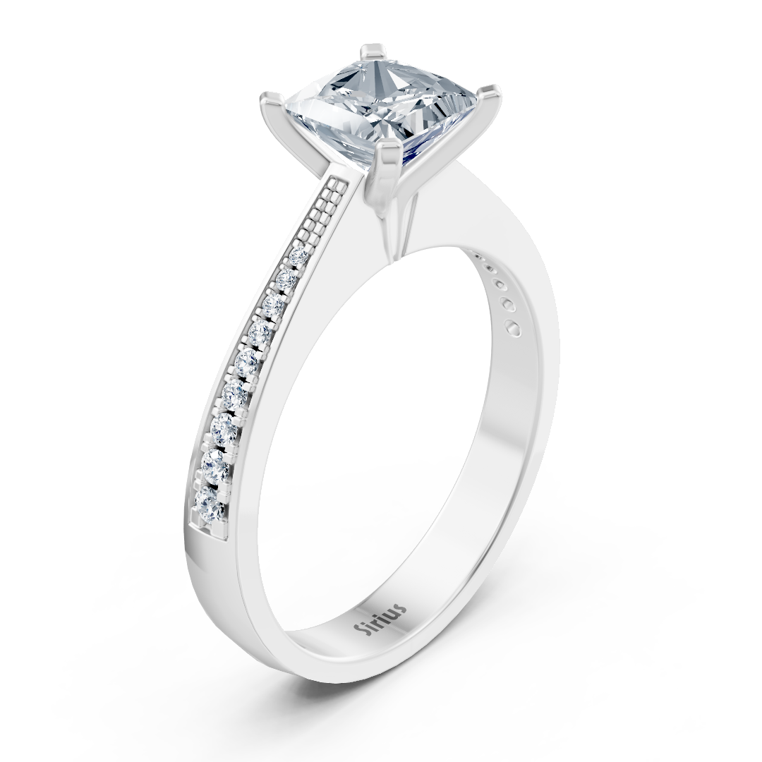 Elegant white gold engagement ring with round cut diamonds – 0.70 ct