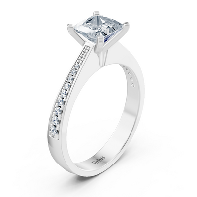 Elegant white gold engagement ring with round cut diamonds – 0.70 ct