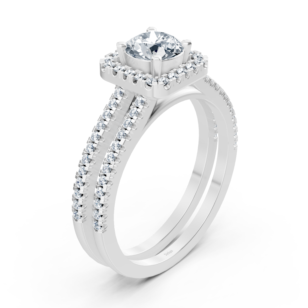 Halo tarzı Beyaz Altın nişan yüzüğü, yuvarlak pırlantalarla - 0,93 ct - Rosy Lab Diamonds’ın yüksek kaliteli Mücevher ürünü