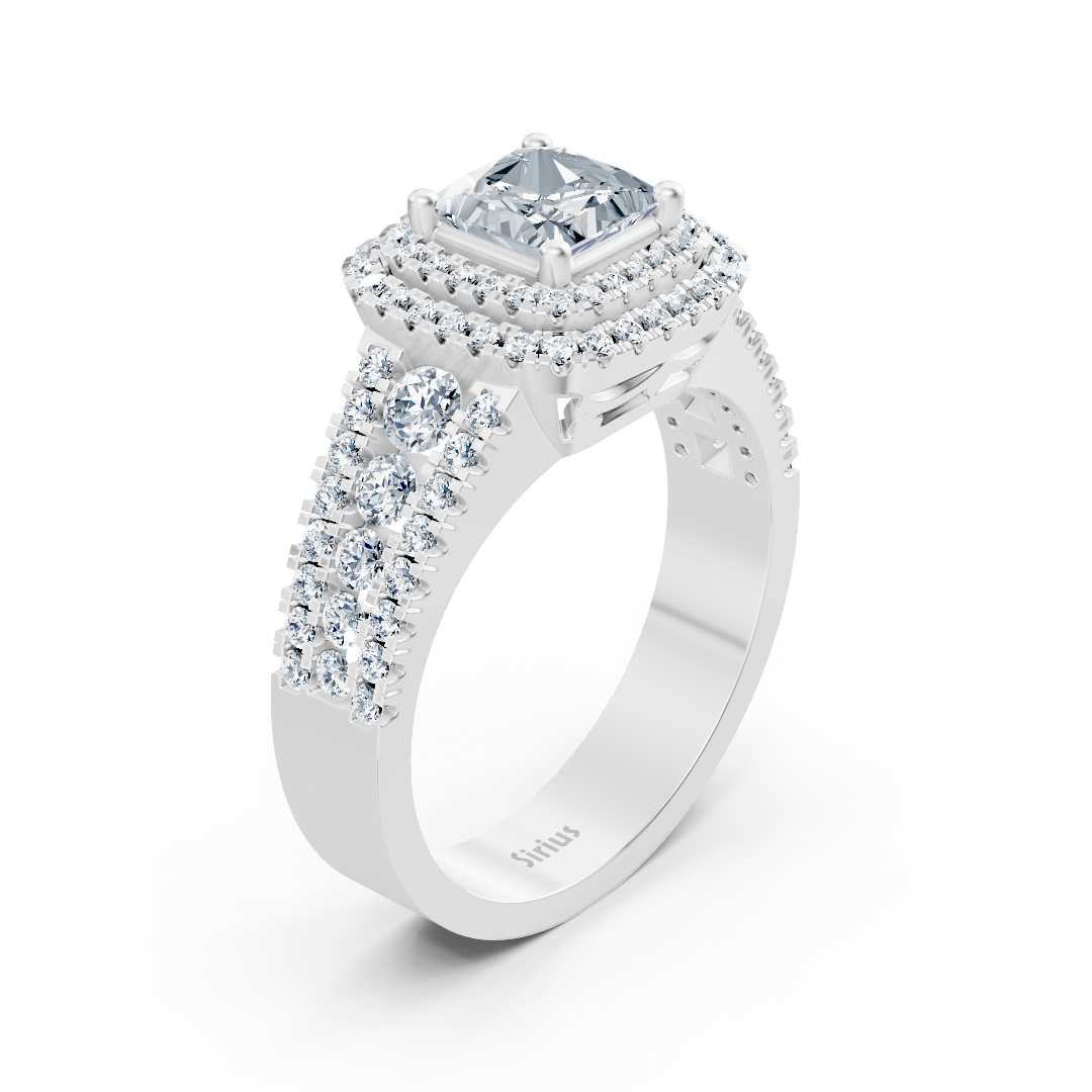 Bicolor white gold ring with Ruby and diamonds – Princess and Round Brilliant Cut, lab-grown – high-quality Jewelry by Rosy Lab Diamonds