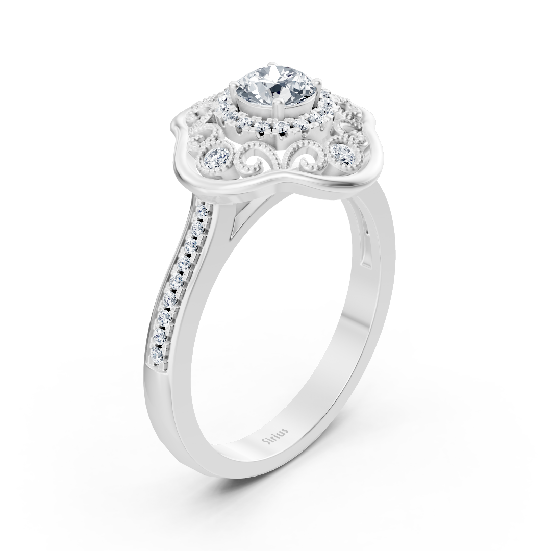 Blooming Brilliance Bague en diamant floral en or blanc 14 carats - Bijoux haut de gamme de Rosy Lab Diamonds
