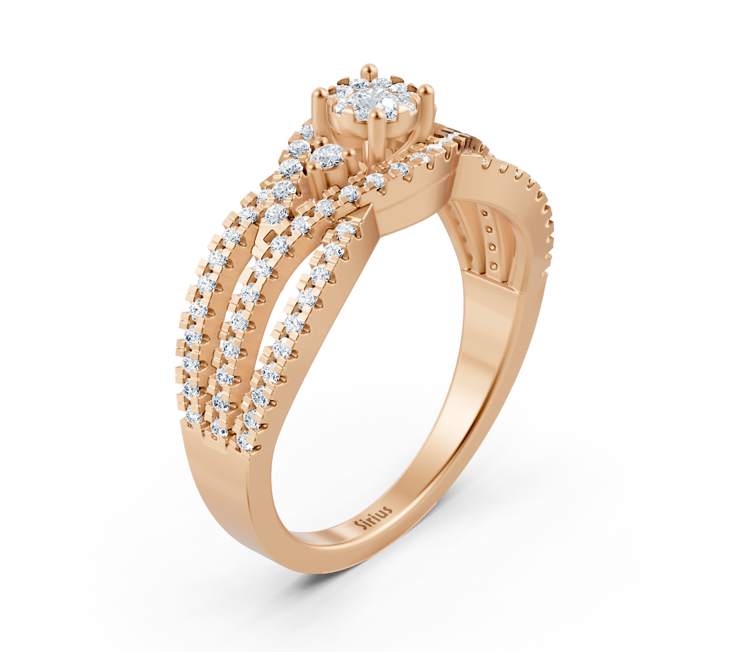 Elegant engagement ring in 14K rose gold with diamonds
