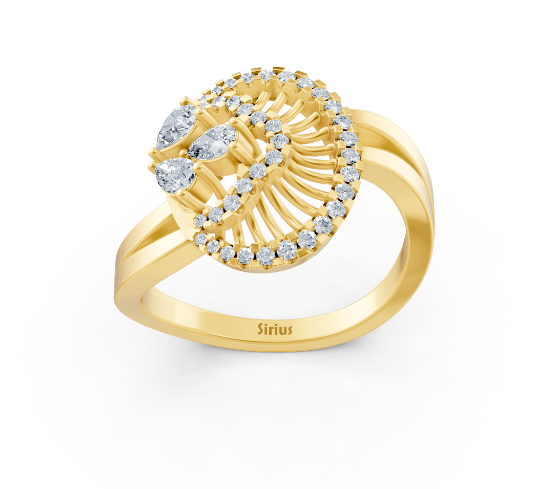 Eye-catching Yellow Gold ring with an oval design and lab-grown diamonds – high-quality Jewelry from Rosy Lab Diamonds