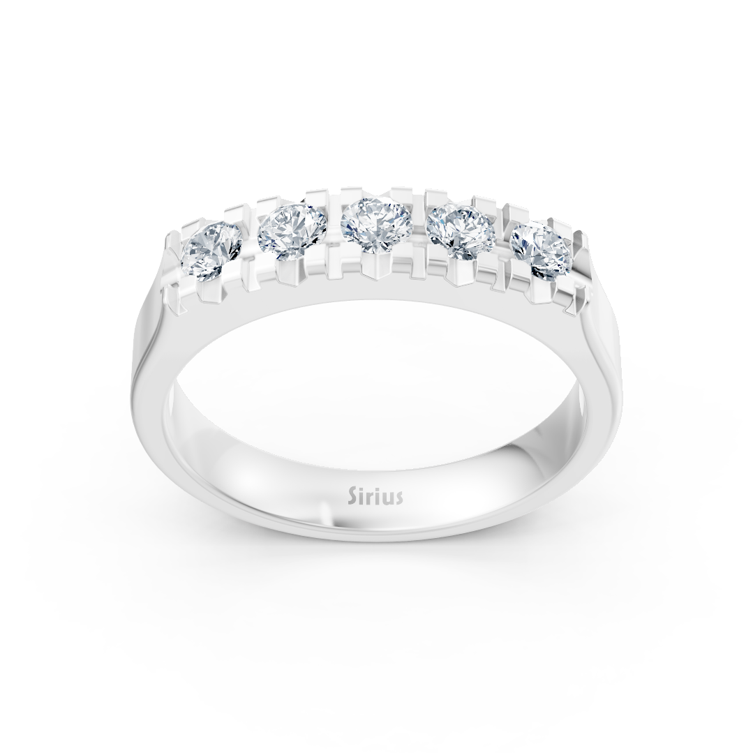Half memory ring with lab diamonds in white gold – 77R0253