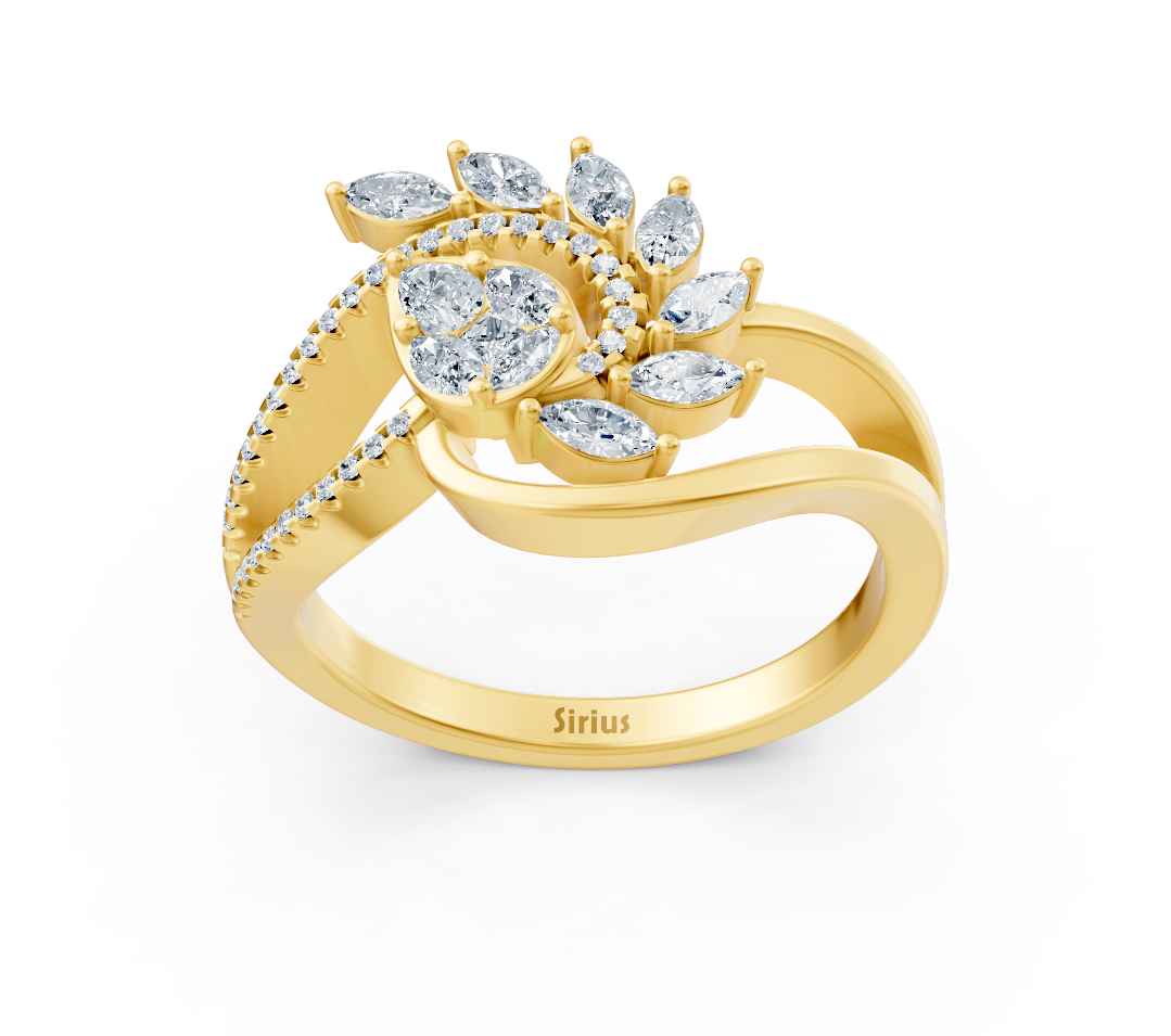 Ring mit Diamant & Labordiamanten in 14K Gelbgold | Rosy – hochwertiger Schmuck von Rosy Lab Diamonds