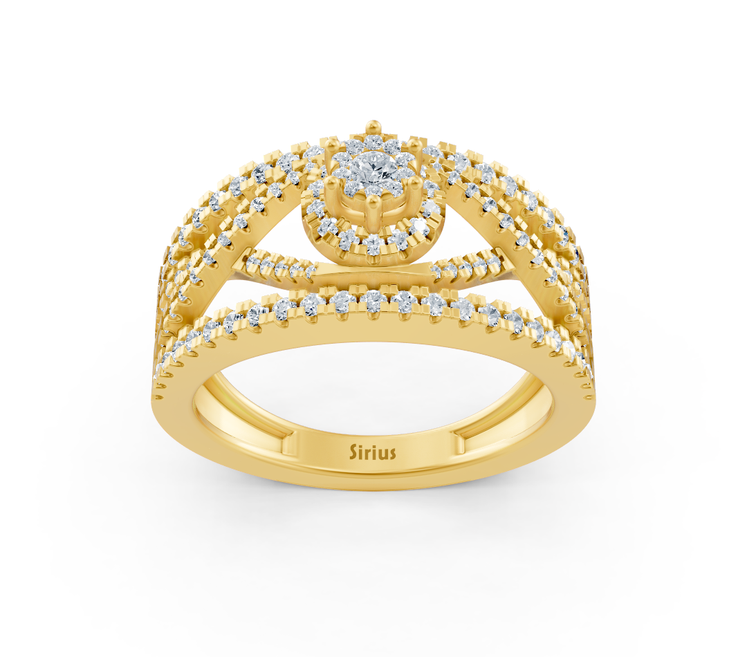 Ring mit Diamant & Diamanten in 14K Gelbgold | Rosy – hochwertiger Schmuck von Rosy Lab Diamonds