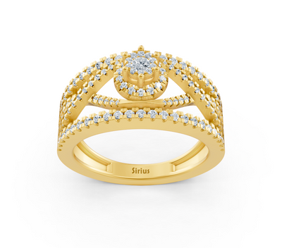 Verlobungsring mit funkelnder Diamantverzierung in 14K Gelbgold
